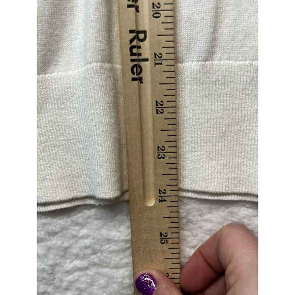 Ann Taylor Sweater Womens L White Rhinestone Cardigan Classic Corporate Preppy - Picture 7 of 7